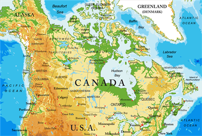 The map of Canada in North America - North America Geography - Yaclass.png