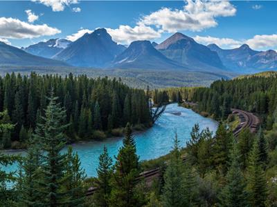 Bow River with the beautiful Canadian Rockies in the background - Alberta, Canada.jpg