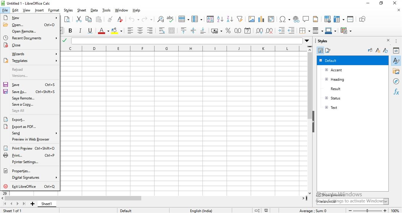 Creating a new workbook in LibreOffice Calc — lesson. Science State ...