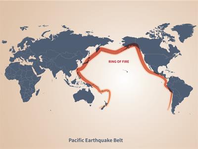 The Pacific Ring of Fire (or just The Ring of Fire) is an area where large  numbers of earthquakes and volcanic eruptions occur i