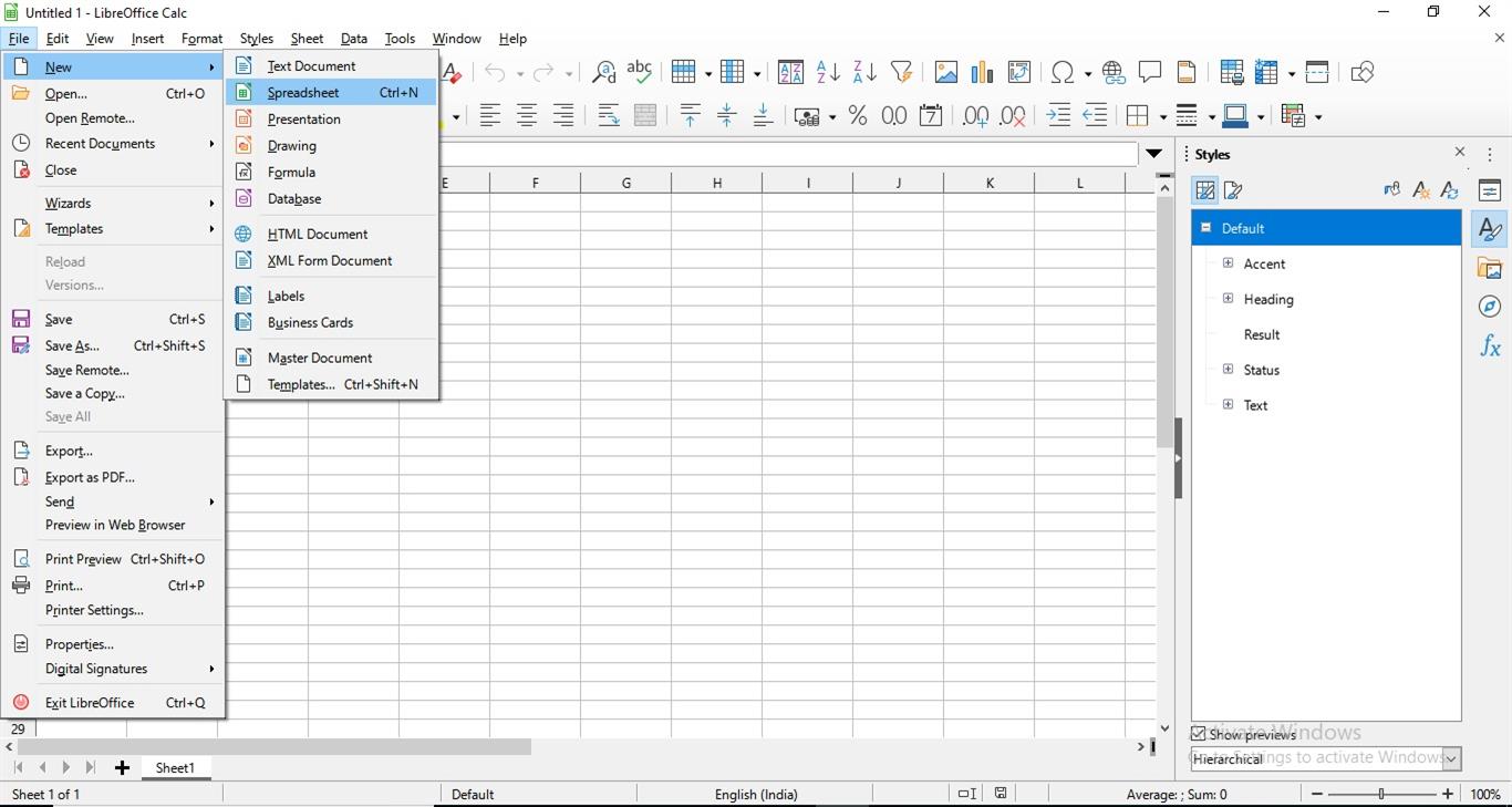 Creating A New Workbook In LibreOffice Calc — Lesson. Science State ...