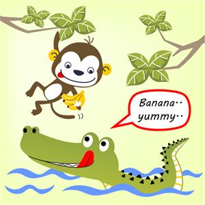 Monkey offering food to crocodile.jpg