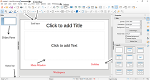 Parts of the Main Impress window - OpenOffice presentation