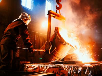 Liquid iron poured in foundry - North America Industry - yaclass.jpg